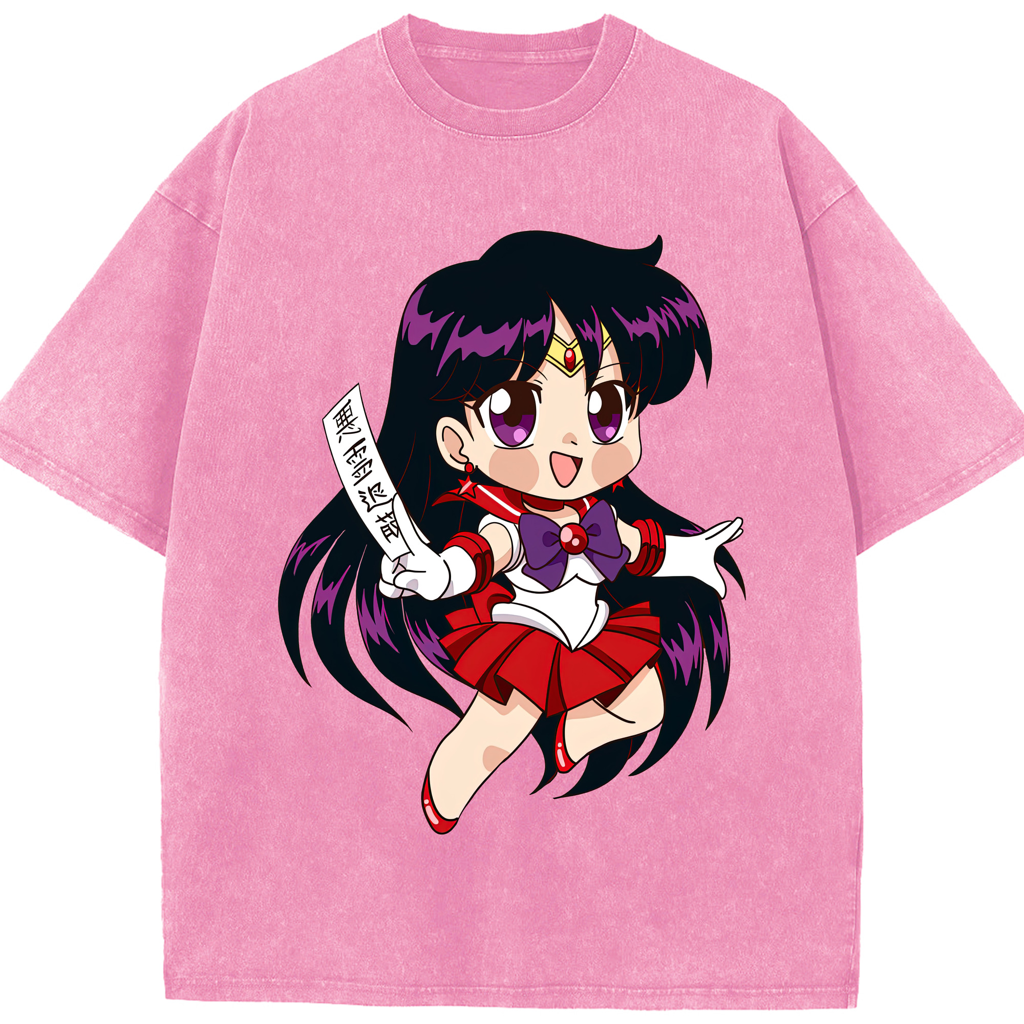 （画像用） 美少女戦士セーラームーン 火野レイ ひの レイ Sailor Moon Hino Rei （セーラーマーズ,Sailor Mars） 綿100% ヴィンテージ風 半袖Tシャツ（フロントプリント）